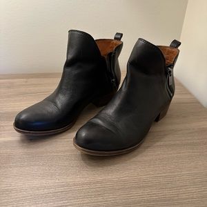 Black leather booties